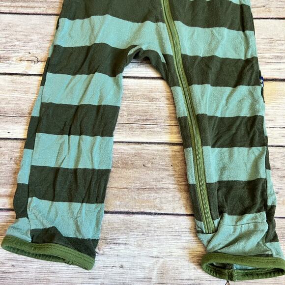 KicKee Pants Green Rugby Stripe Zipper Coverall 6-9m - Picture 3 of 8